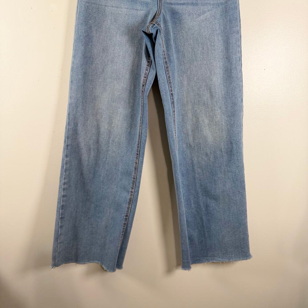 OAT New York High Rise Square Pocket Wide Leg Raw Hem Denim Jeans Size 4/27 - Picture 4 of 10